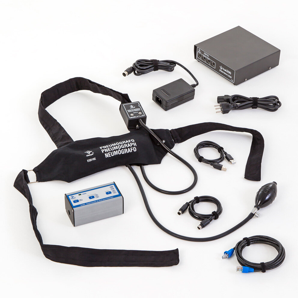 Conjunto pneumógrafo com sensor e interface