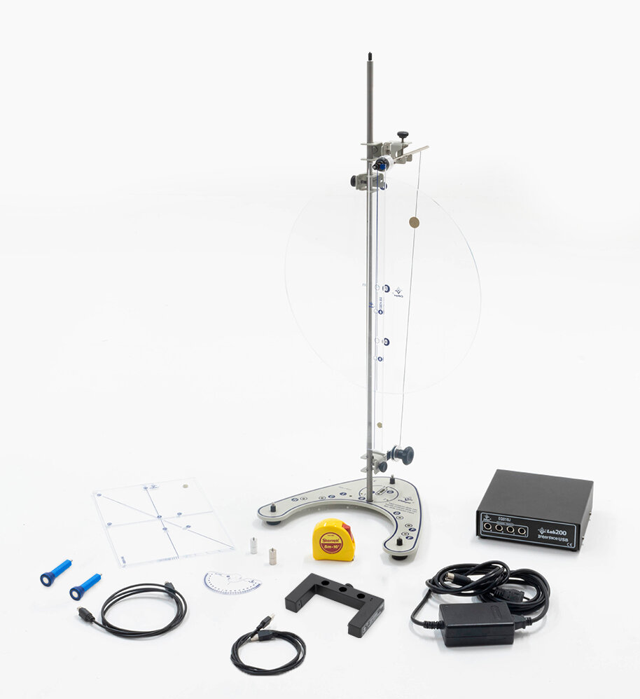Conjunto de pêndulo simples e pêndulos físicos, rolamentado, com interface e sensor