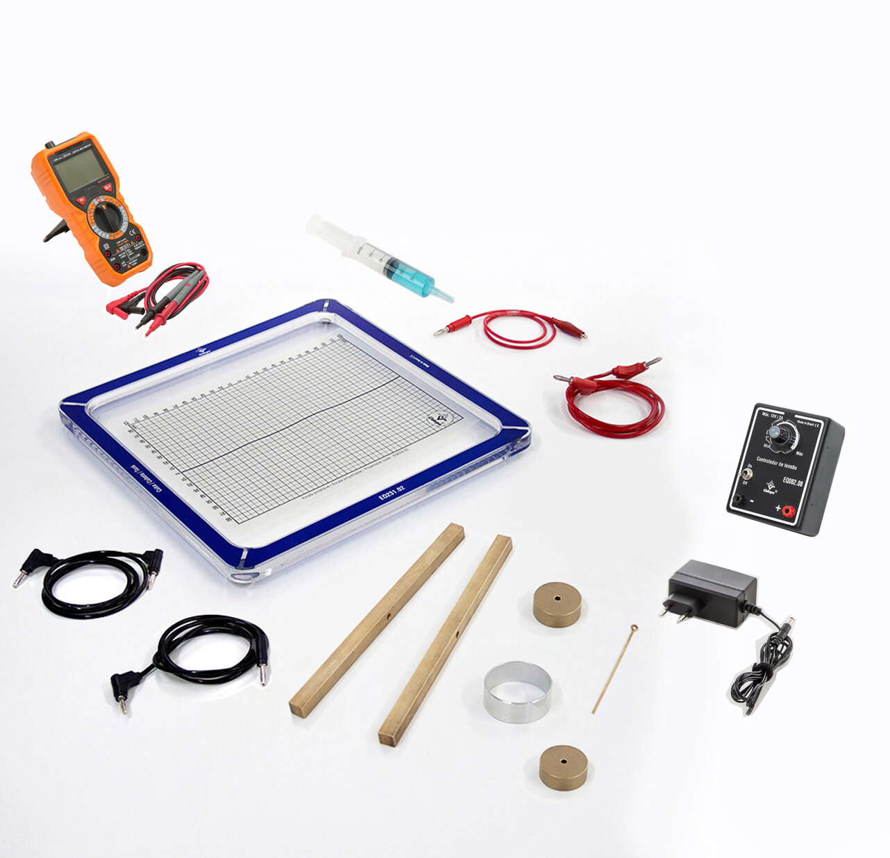 Conjunto de equipos para pruebas equipotenciales con multímetro, regulador de voltaje y fuente de alimentación de 12 V CC, 5 A.
