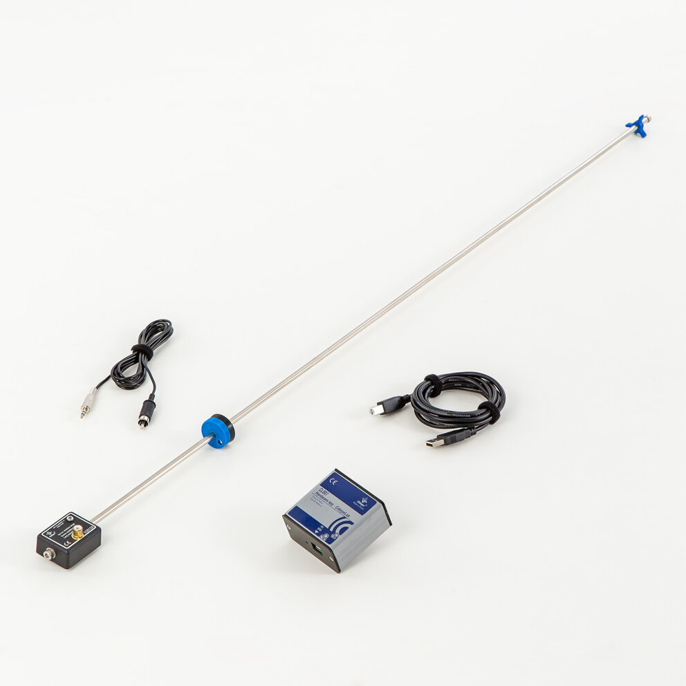 Sensor acústico longo com chave de acesso ao software