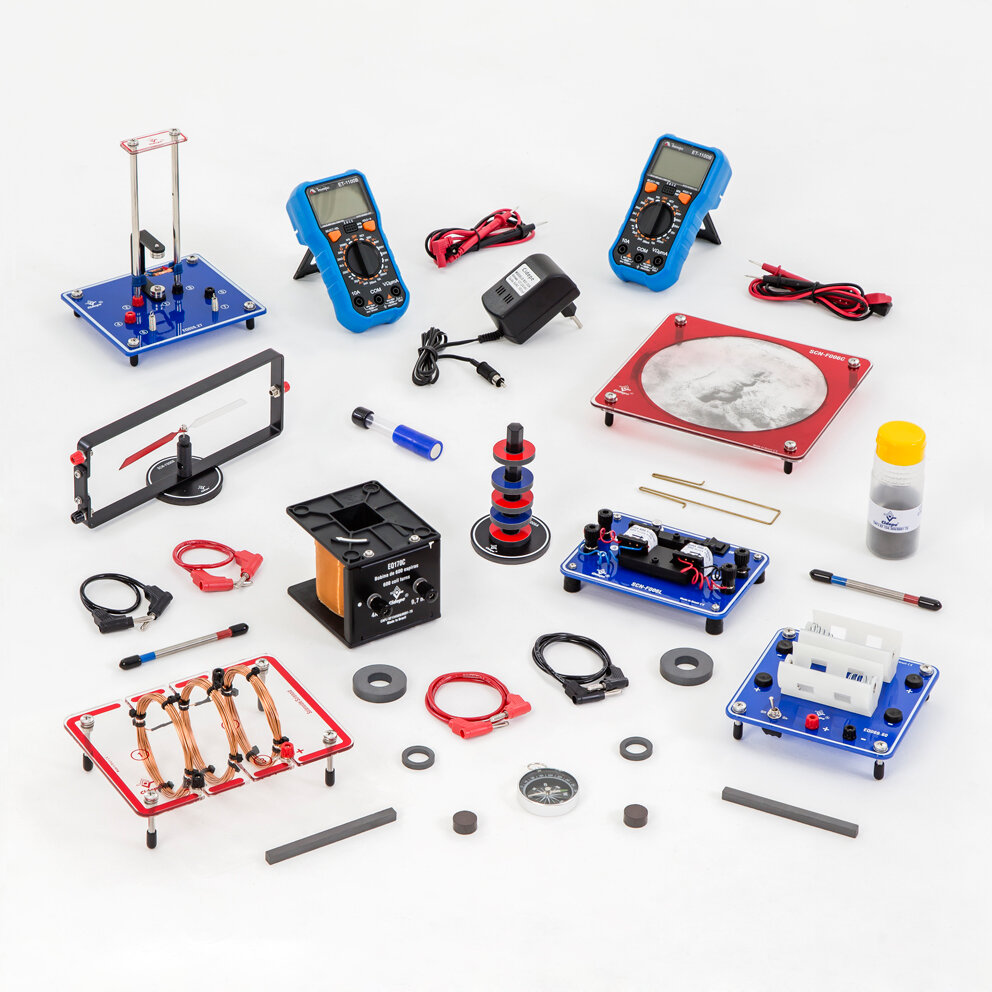 Conjunto magnetismo e eletromagnetismo com transformador desmontável