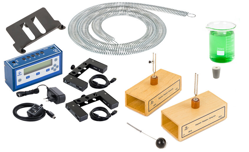 Conjunto ondas em ar e mola, multimedidor analógico e digital