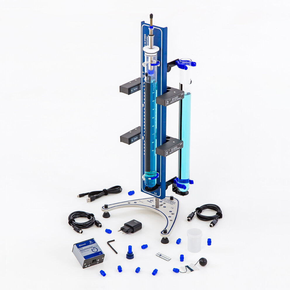 Viscosímetro Stokes, 2 tubos, temporizador multiparada Bluetooth, 2 sensores