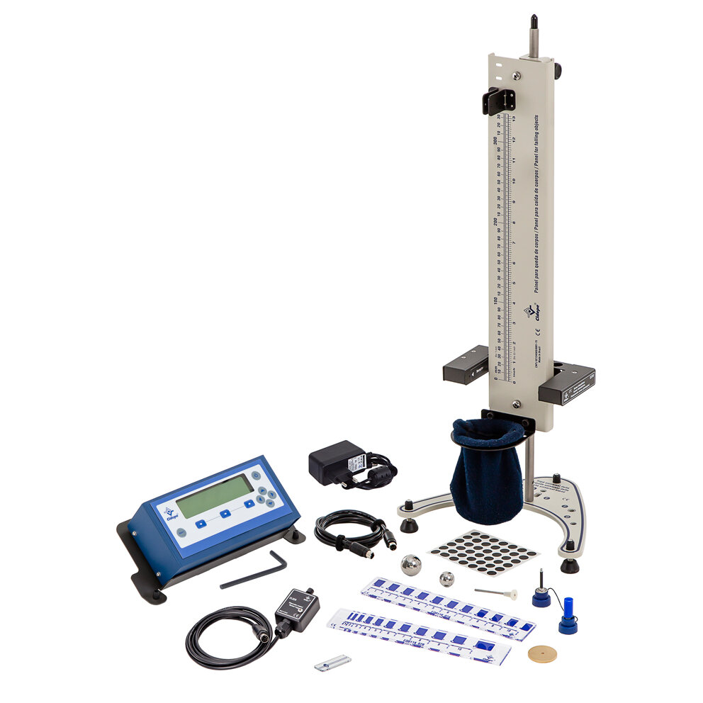 Conjunto queda livre, cercas, esferas, com multimedidor analógico e digital, sensor fotoelétrico
