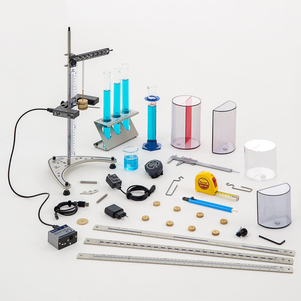 Conjunto medidas, incertezas, Hooke, funções e gráficos, multicronômetro Bluetooth, 14 funções, sensor