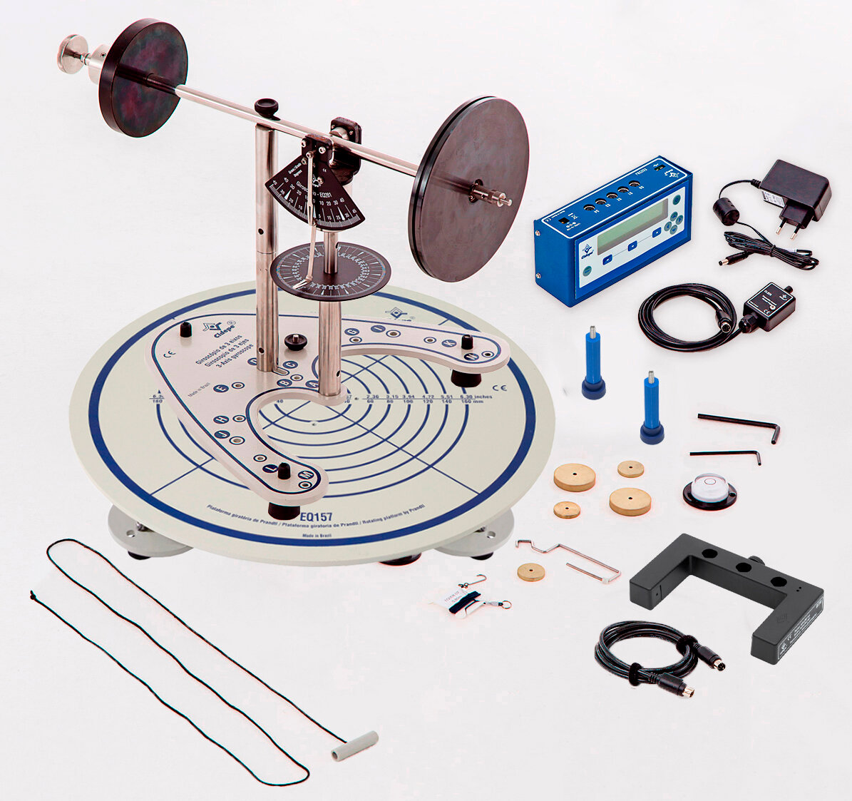 Giroscópio de três eixos com plataforma, multimedidor e sensor