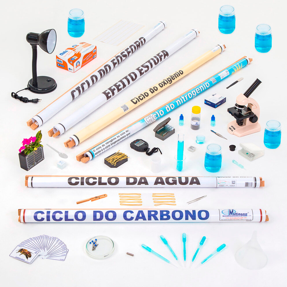 Conjunto ecologia com microscópio