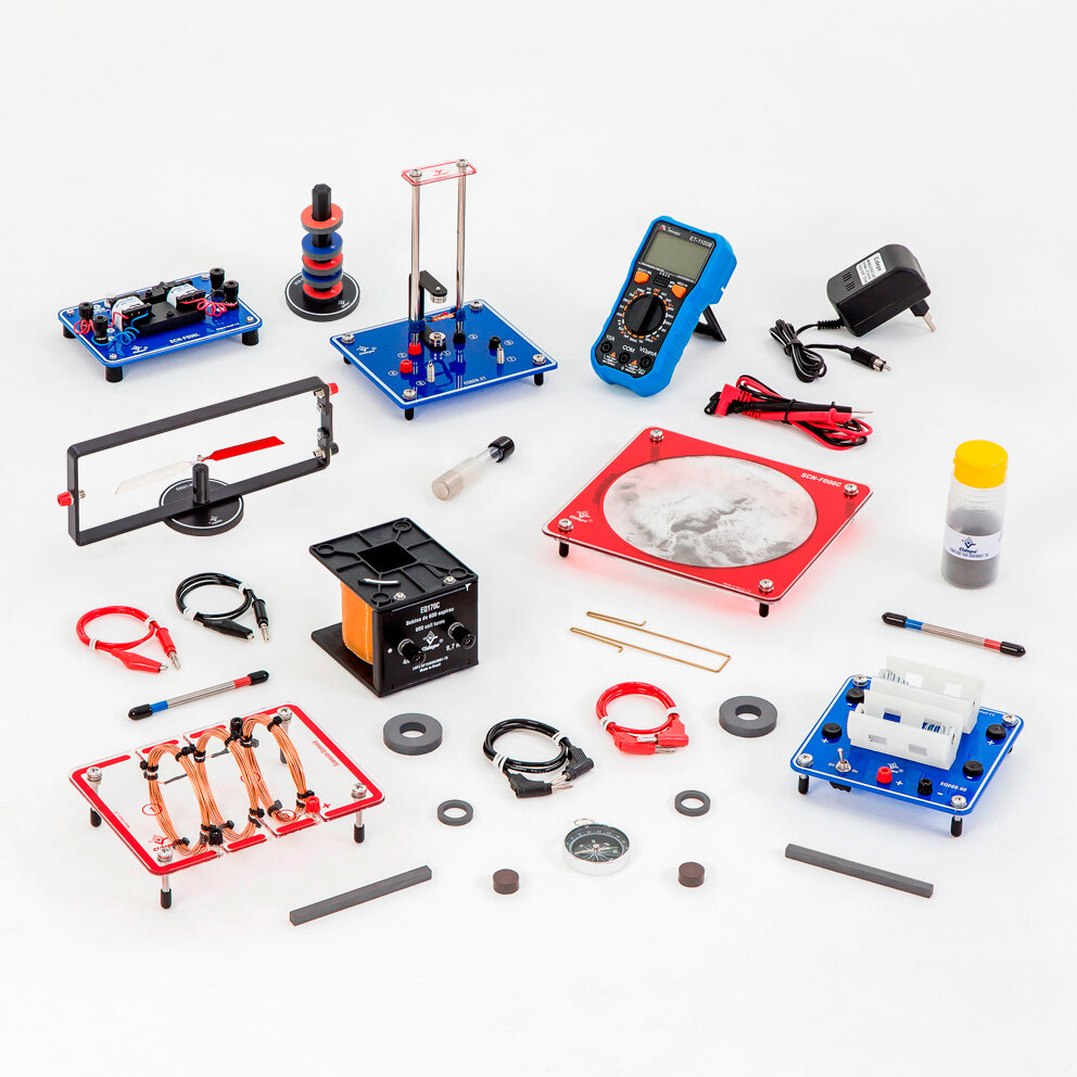 Conjunto magnetismo e eletromagnetismo com transformador desmontável